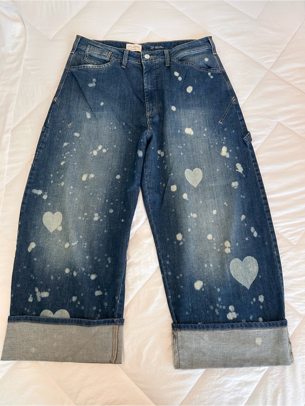 Pilcro Kayden High-Rise Carpenter Barrel Jeans - Faded Hearts
